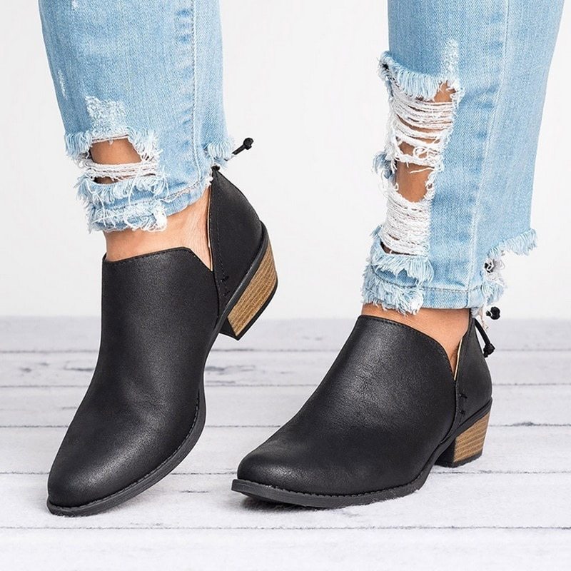 Zapatos de mujer de otoño Botines retro de tacón alto