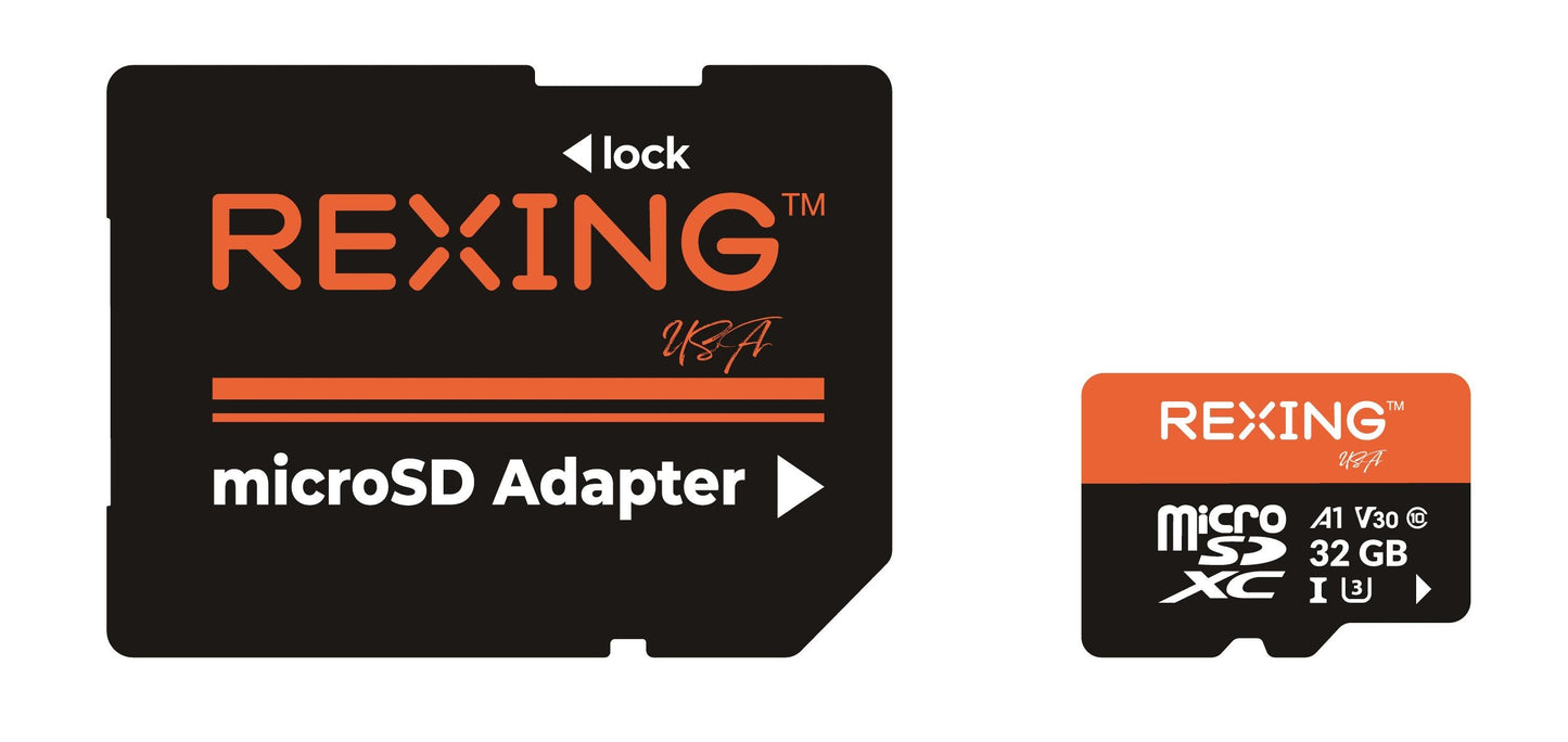 Tarjeta SD REXING microSDXC UHS-3 4K Full HD de alta velocidad para video, monitoreo y transferencia, con adaptador para cámaras de salpicadero, sistemas de vigilancia, cámaras de seguridad y cámaras corporales.