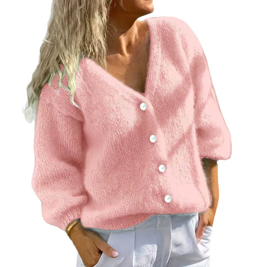 Simple Button-front Cardigan Sweater Jacket