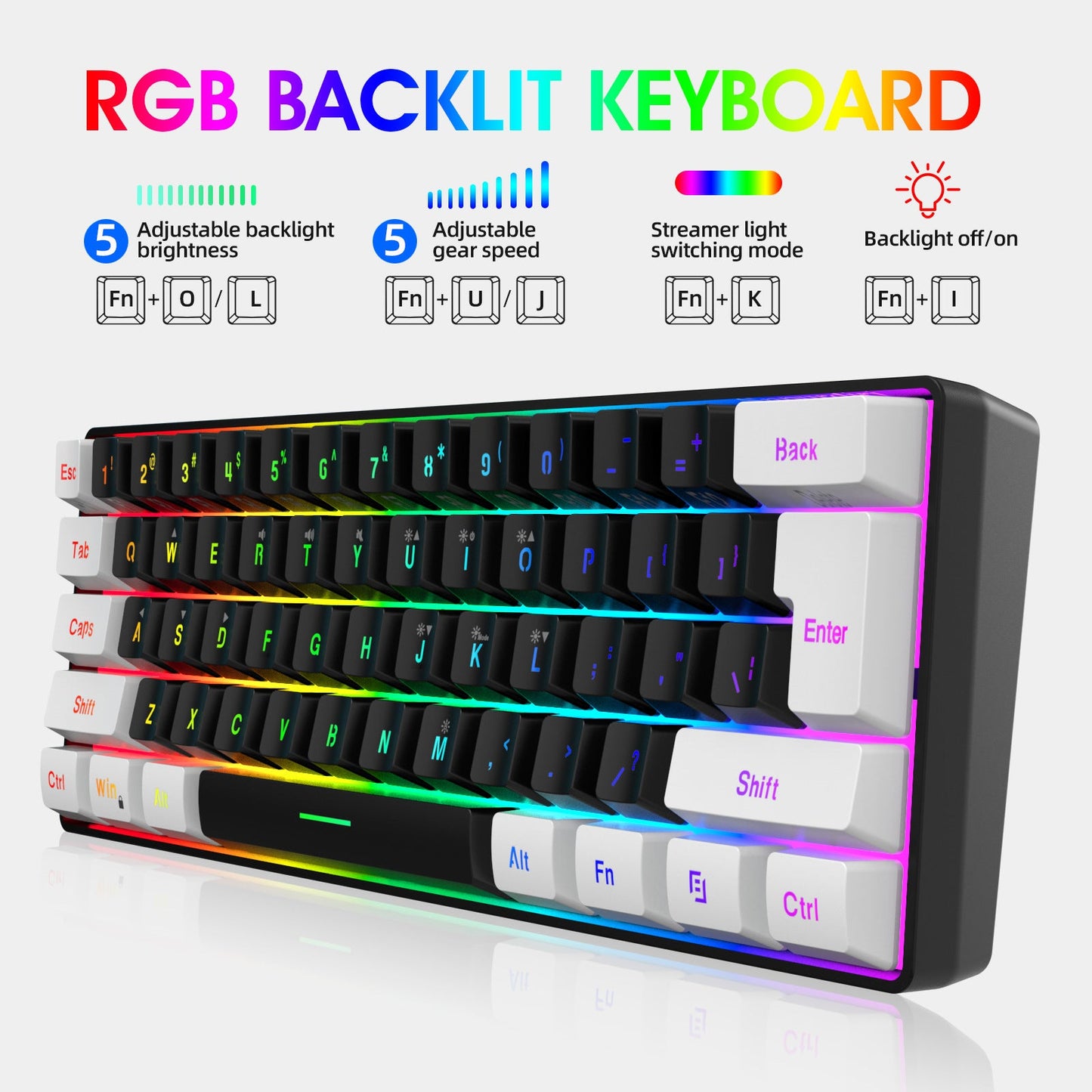 Keyboard And Mouse Suit Color Backlight White And Black Mixed Color