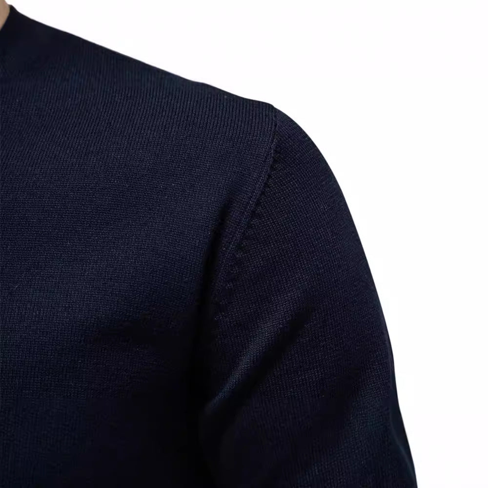 Autumn And Winter New Cotton Cross-border Trade Solid Color Sweater V-Neck Trendy Men's Sweater Men's Sweater