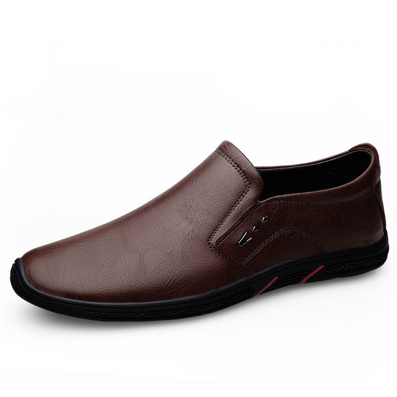 Business-casual Leather Mens Slip-on Loafers Flat Shoes