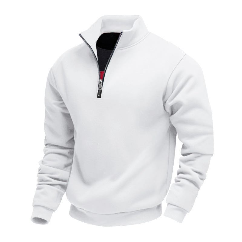 New Winter Mens Zip-up Fleece-lined Solid-color Jacket