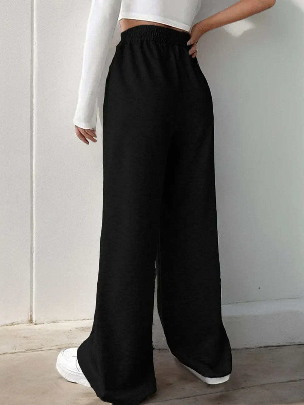 Pantalones de pernera ancha con cintura elástica