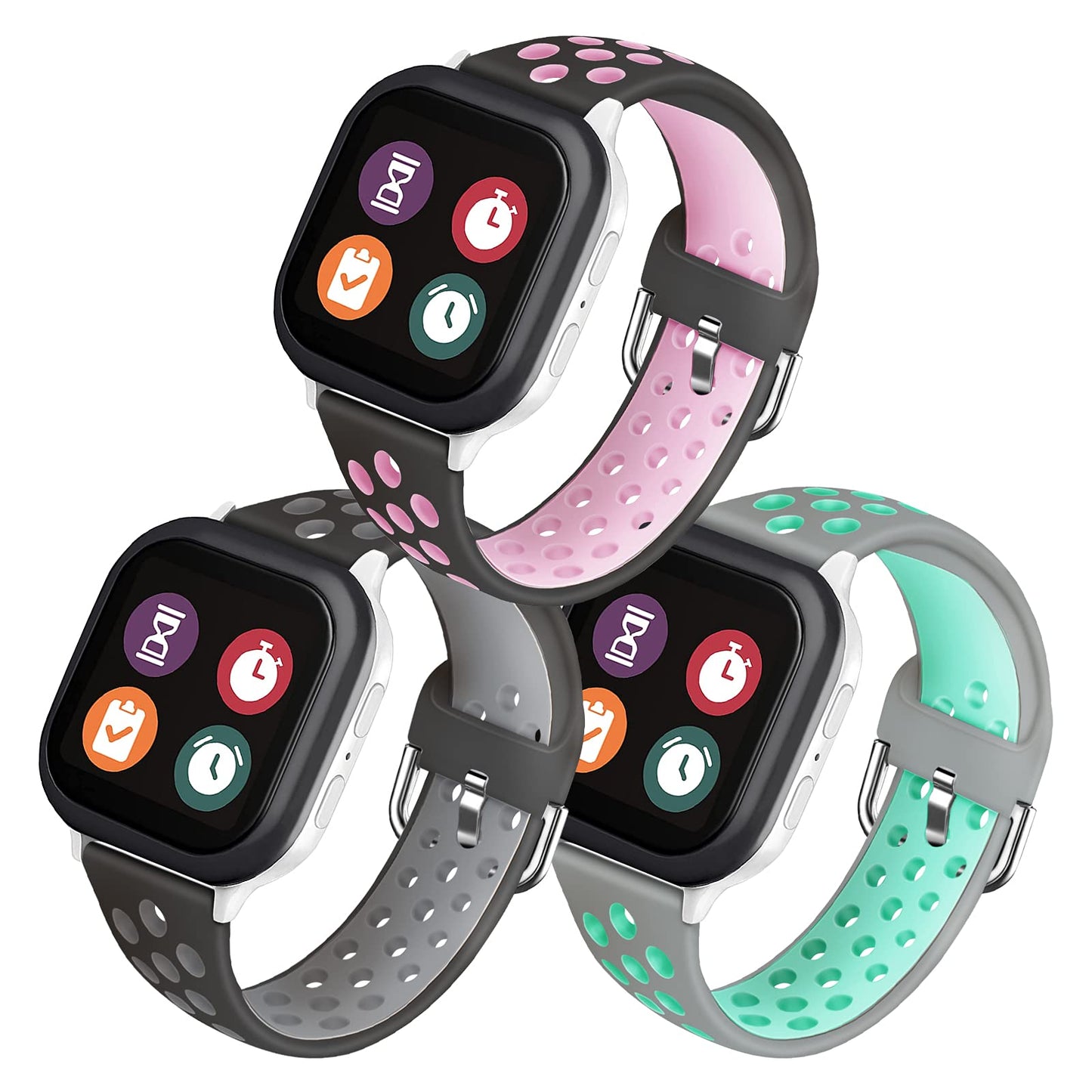Mengudig 3 Pack Compatible with Gizmo Watch Band Replacement Gabb Watch Bands Syncup Kids Watch BandBreathable Soft Silicone Watch Bands for Kids Verizon Gizmo Watch 3 2 1