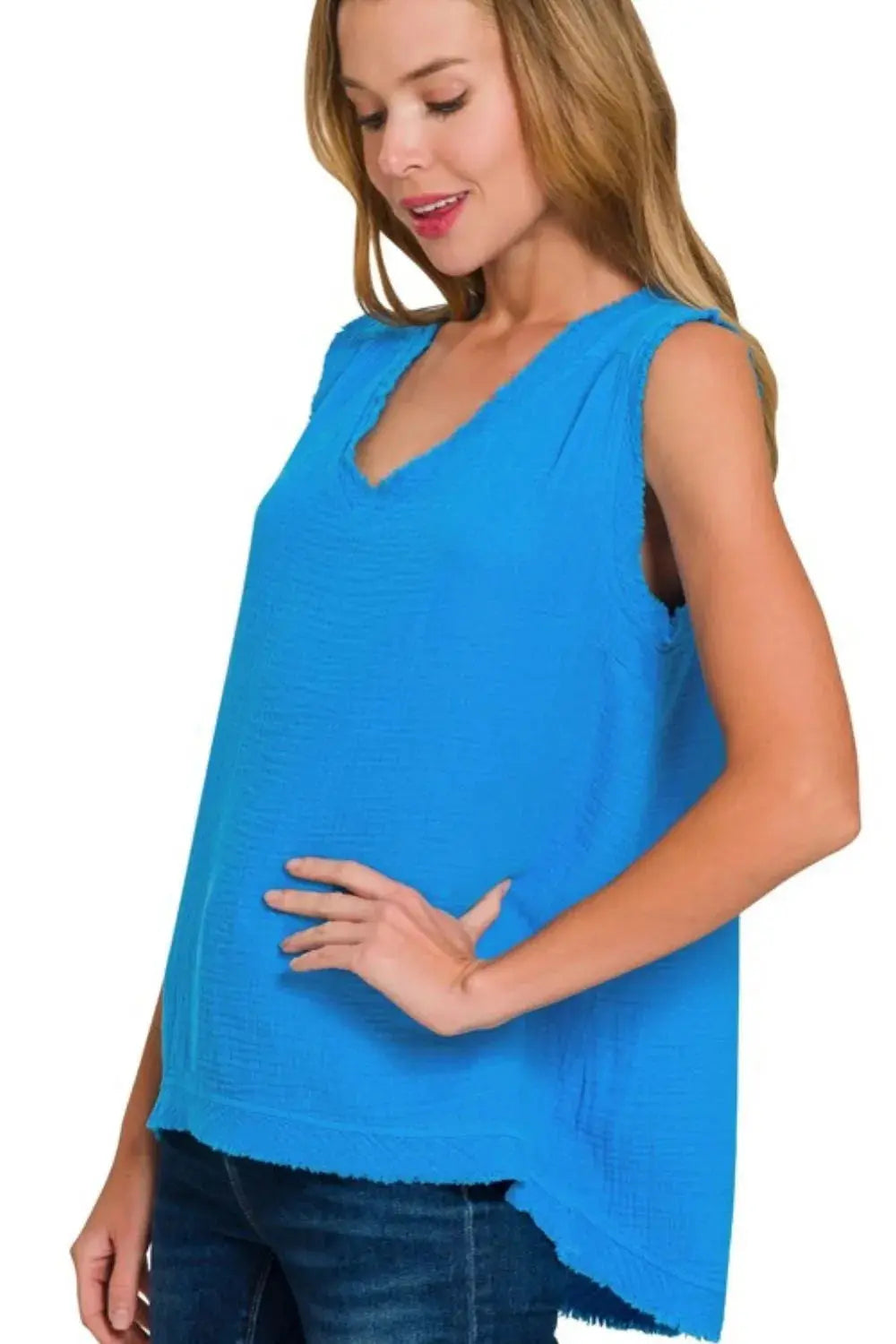 Women's Tank Tops Gauze Tank Top - Lightweight USA Made - Casual V-Neck