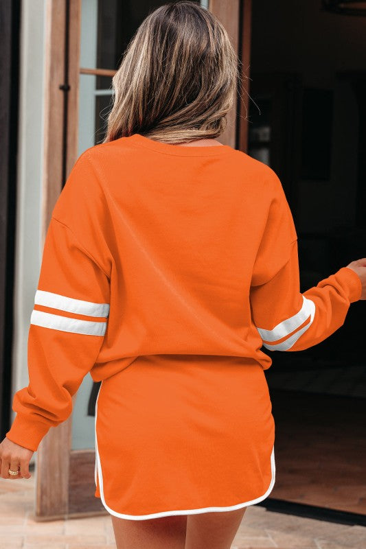 Conjunto de jersey y minifalda Varsity Stripe