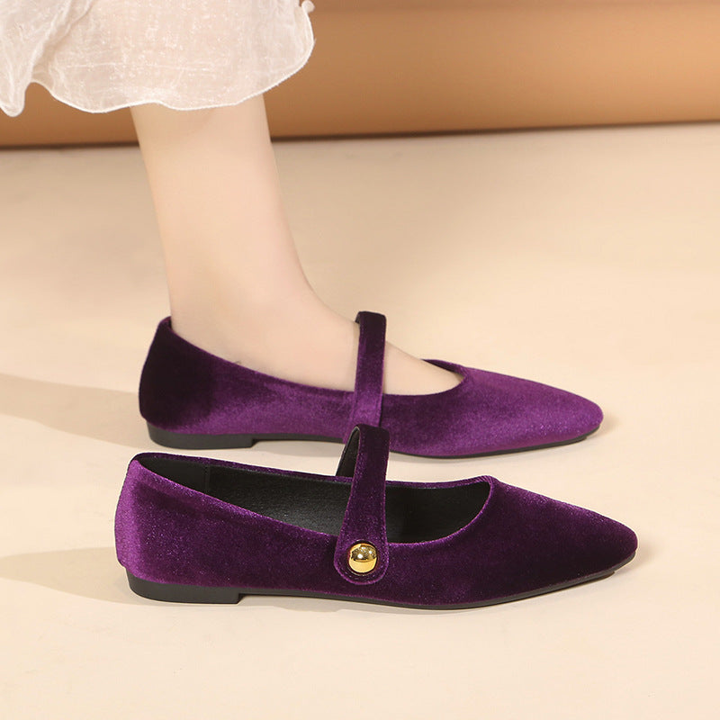 French Vintage Suede Mary Jane Shoes Women Low Heel Soft Style Pumps - Elegant Casual Dress Shoes