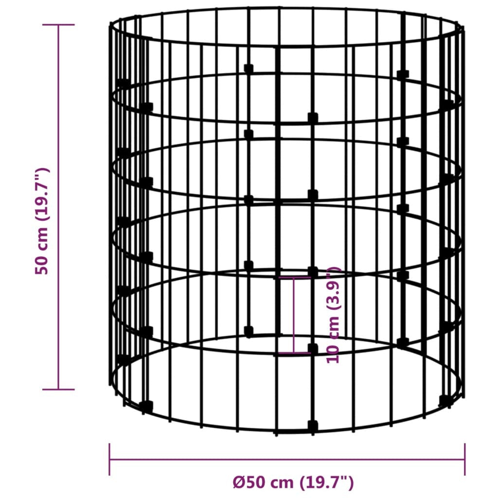 Circular Gabion Pole Galvanized Steel 19.7"x19.7