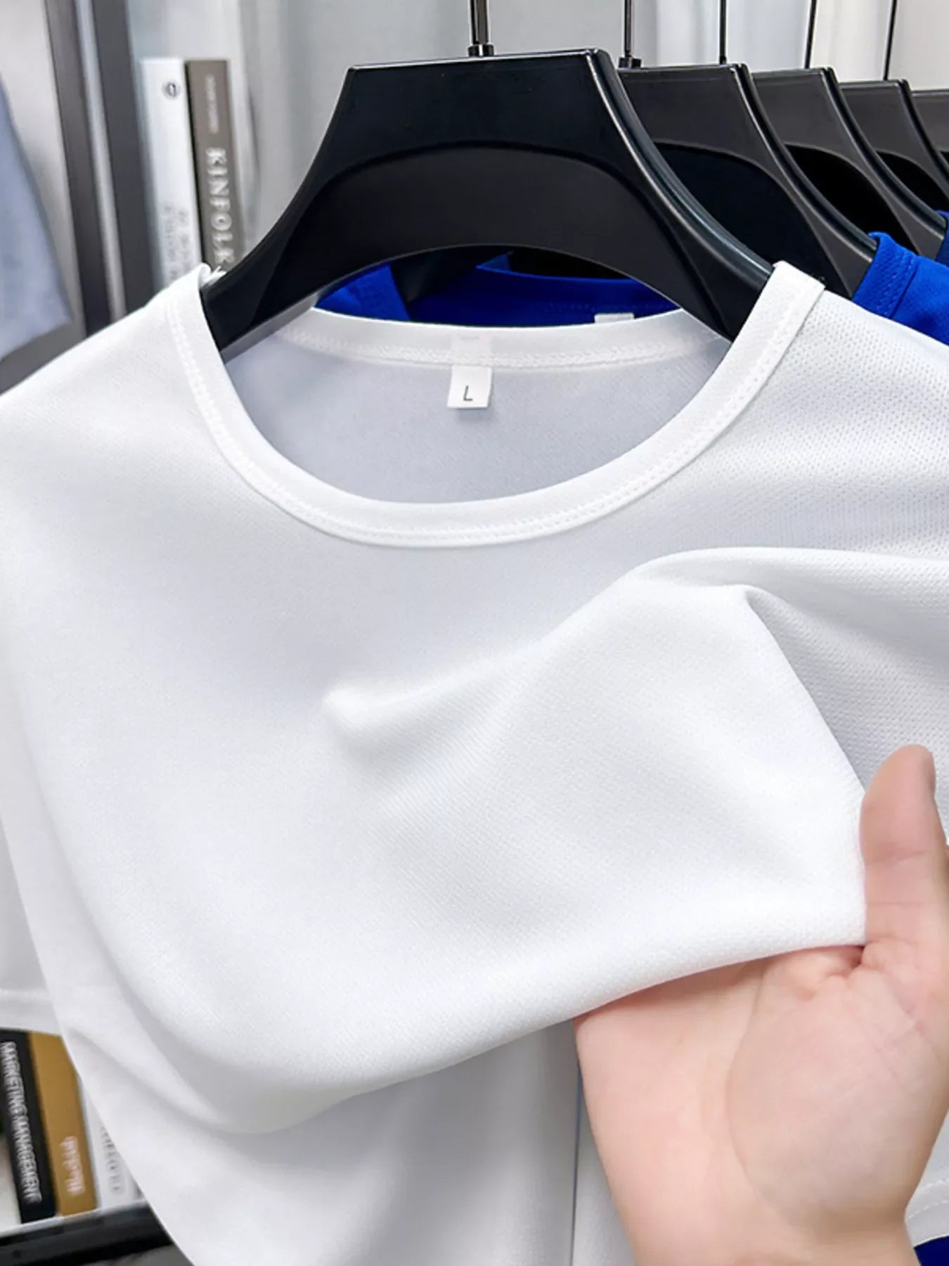 Camiseta de manga corta y cuello redondo de talla grande para hombre