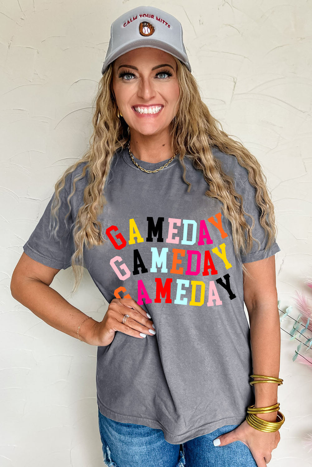 Camiseta Gráfica Cuello Redondo DÍA DE JUEGO Gris Colorida