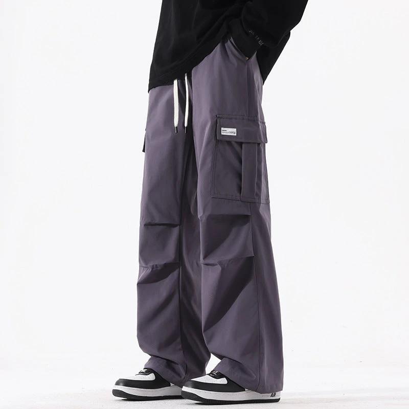 Retro High Street Fashionable Pleated Straight Cargo Pants