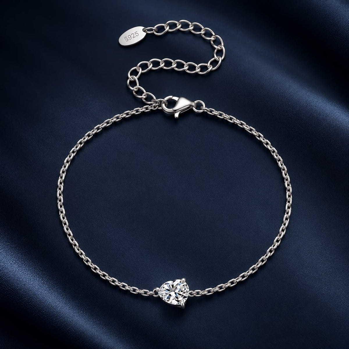 925 Sterling Silver White Gold Plated 0.8ct Moissanite Water Drop 16+5cm Bracelet for Women