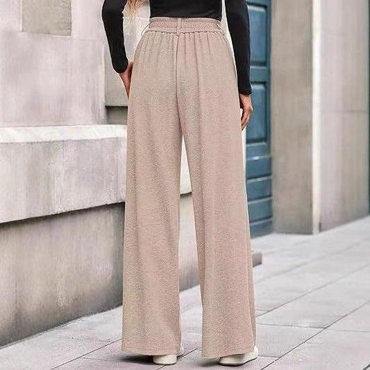 Pantalones de pernera recta y ancha de color liso para mujer