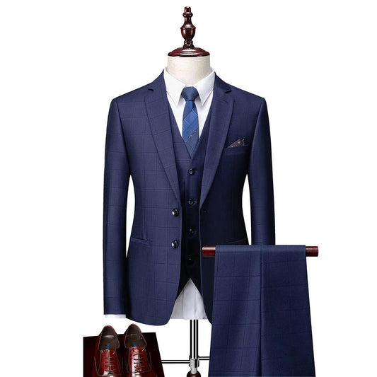 Traje de tres piezas casual de negocios ajustado para hombre