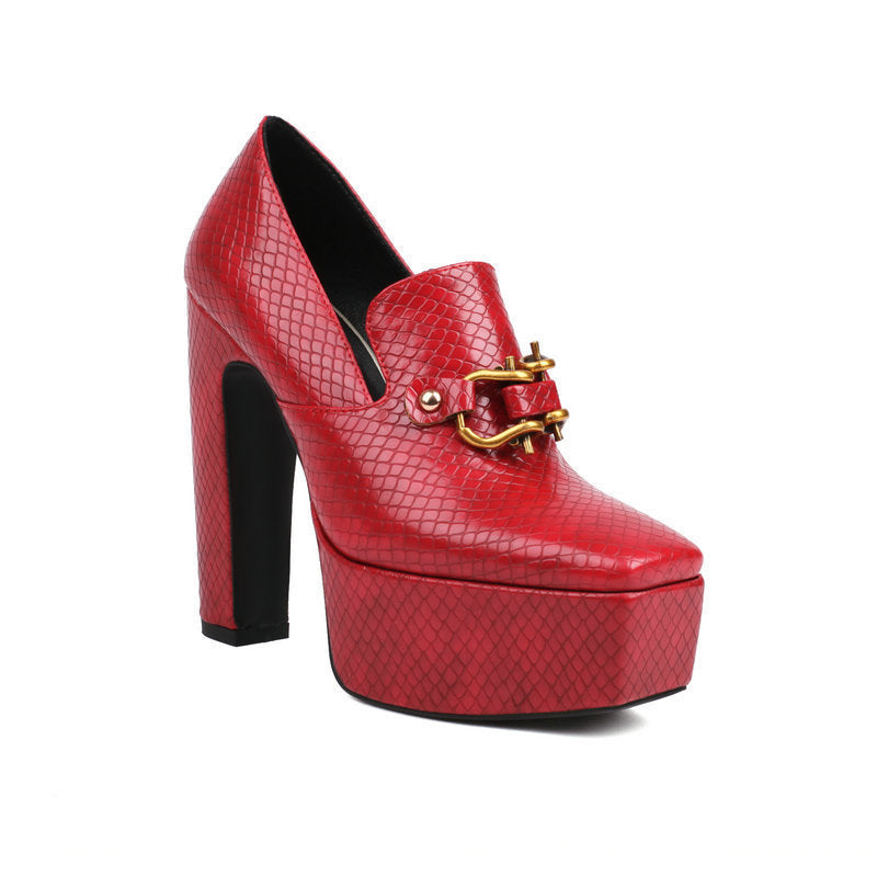 Snake-Print Block-Heel Boots