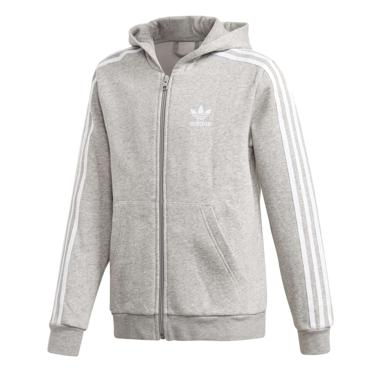 adidas Originals Youth Boys Trefoil Full-Zip Hoodie - MEDIUM GREY / HEATHER WHITE