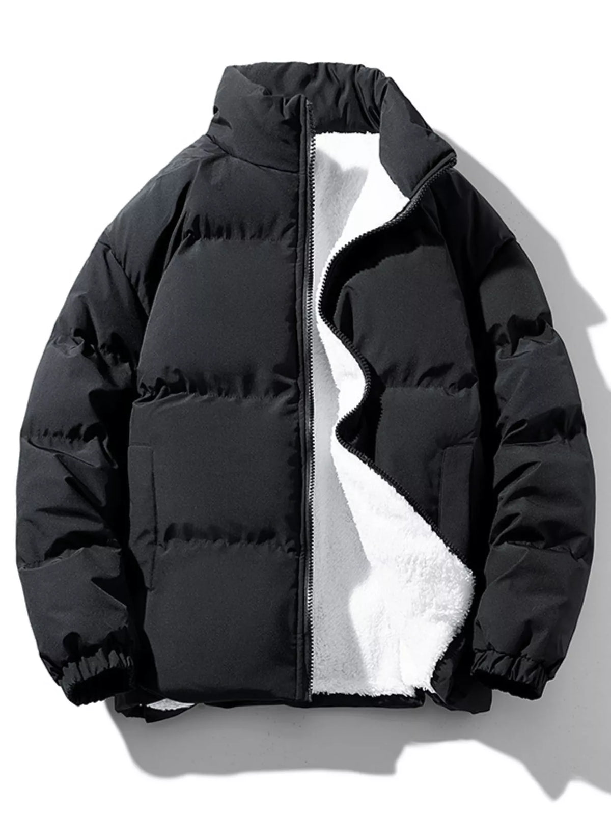 Men's Plus Size Zip Up Sherpa Lined Puffer Jacket