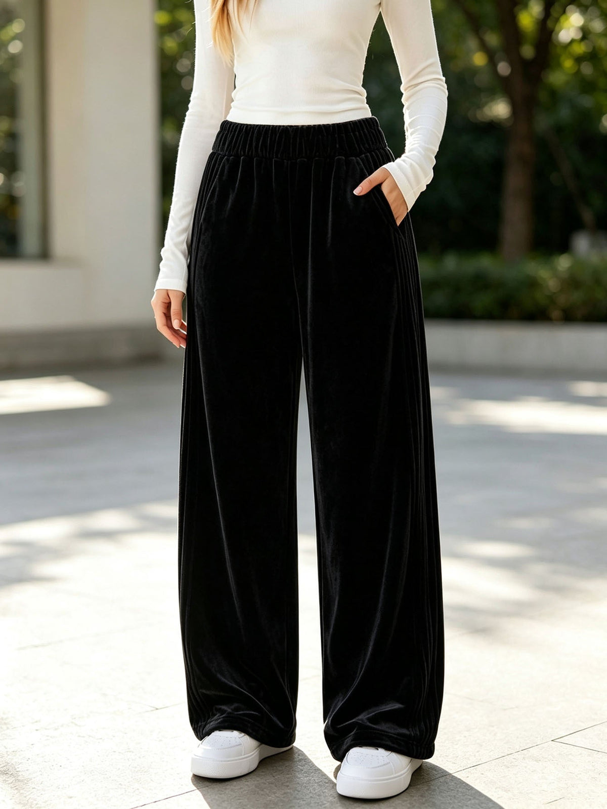 Womens Wide-leg Sweatpants Loose-fitting Low-rise Athletic Pants