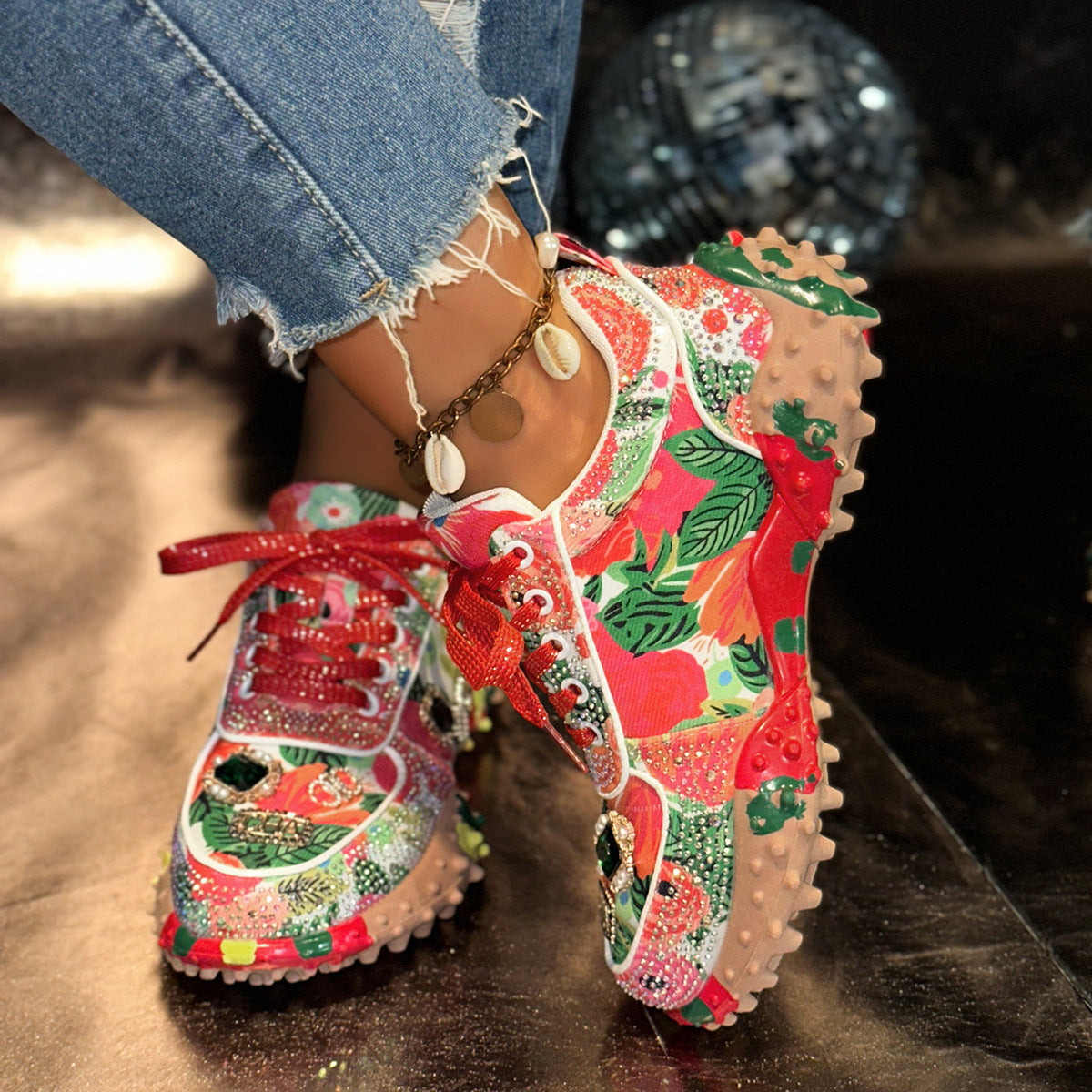 Women's Rhinestone Durian Casual Sneakers