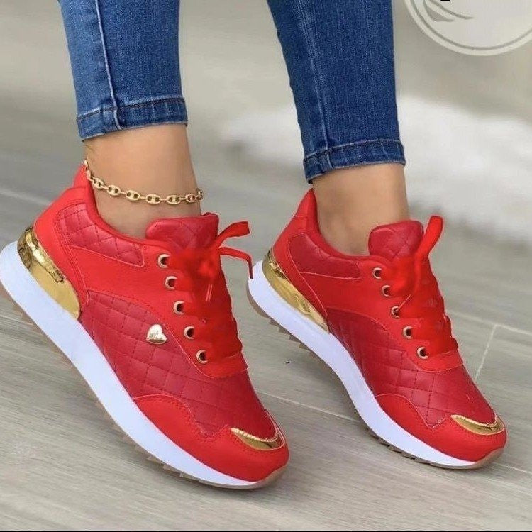 Women's Lace-Up Quilted Wedges