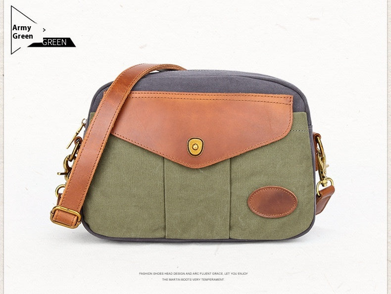 Color Blocked Retro Canvas Crossbody Bag