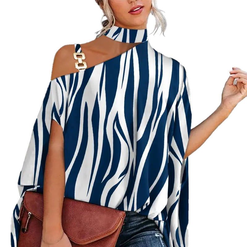 Women’s V-Neck Printed Off-Shoulder Vest Top