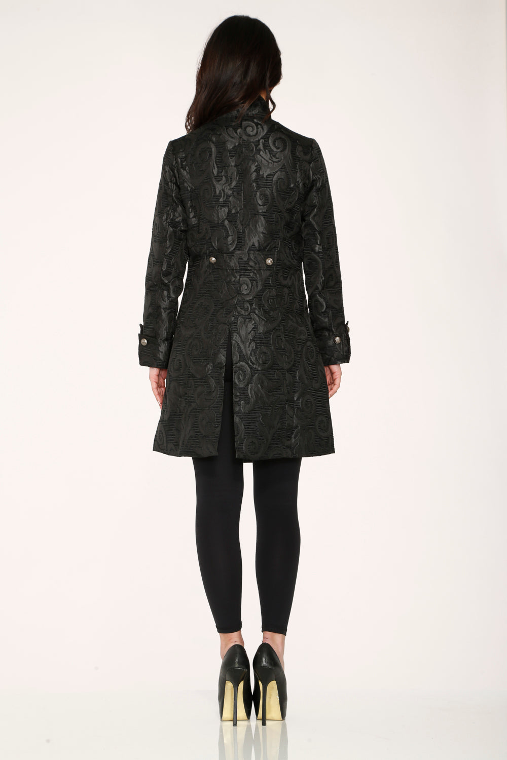 Abrigo brocado negro de mujer 34651