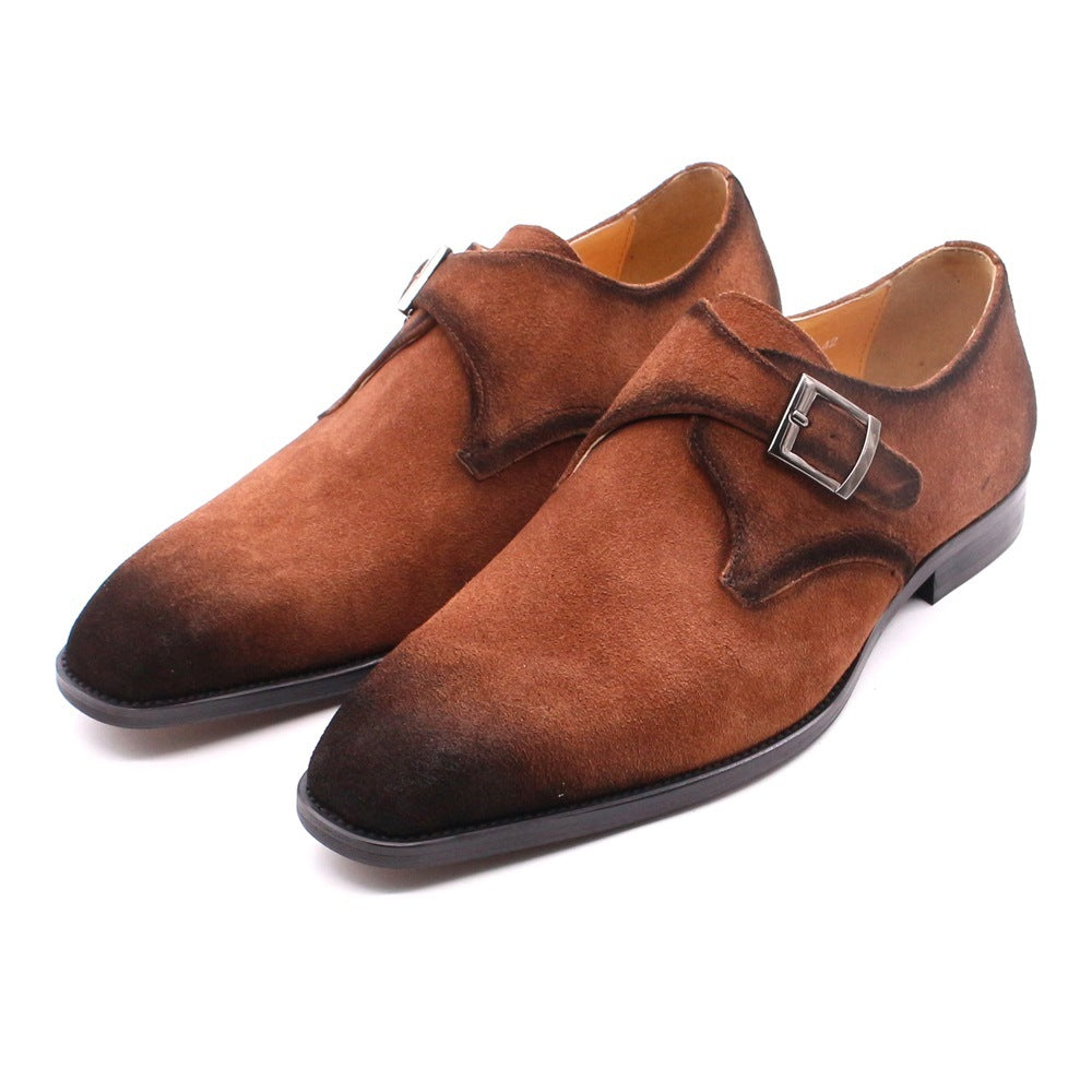 Men's Suede Handmade Monk Strap Shoes