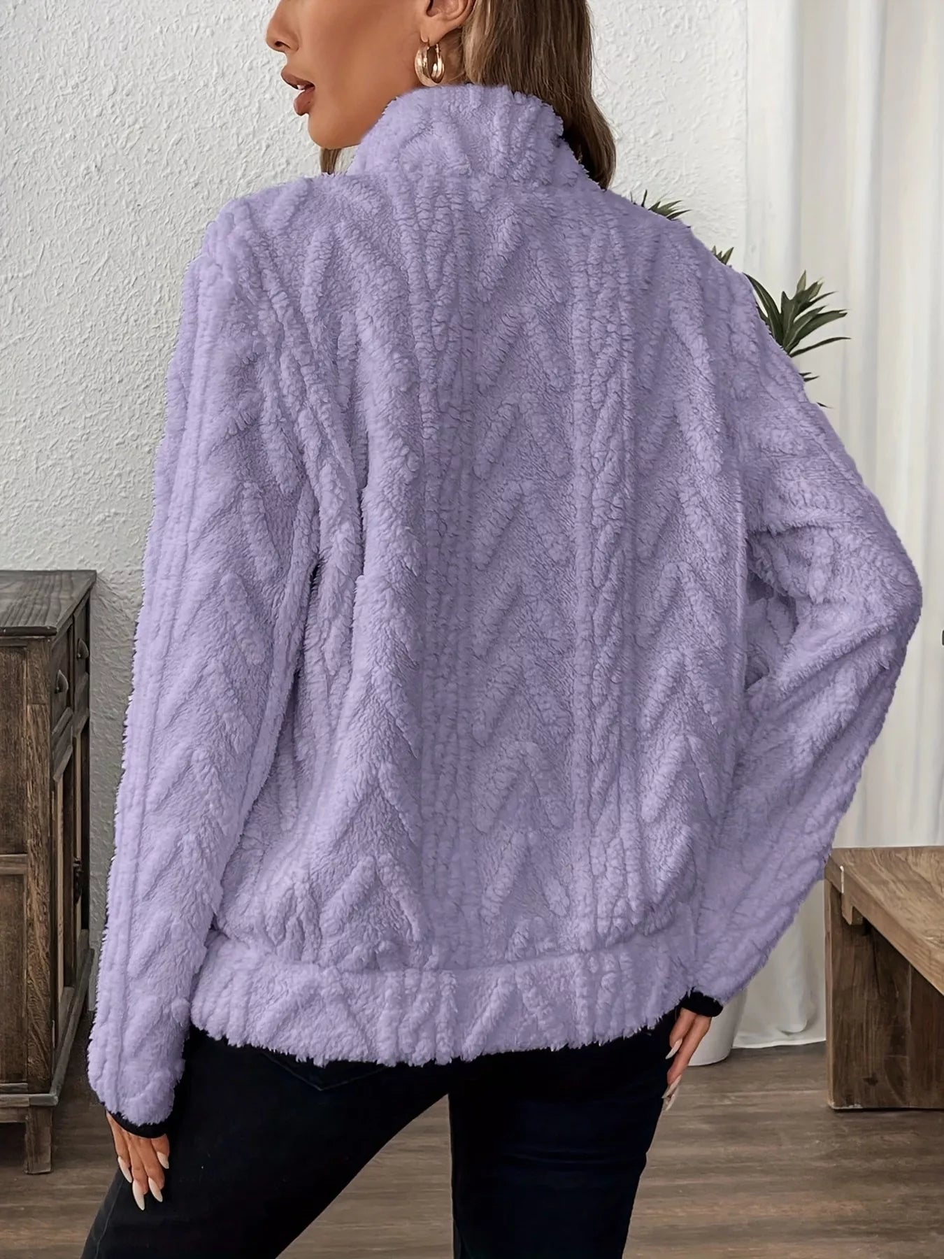 Sudadera polar de media cremallera de talla grande