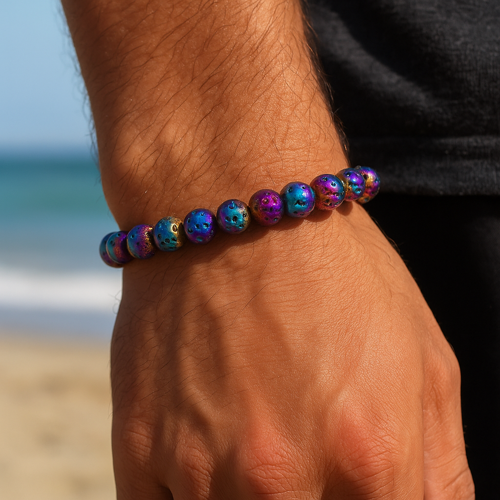 Pulsera de lava arcoíris – Energía vibrante y estilo audaz