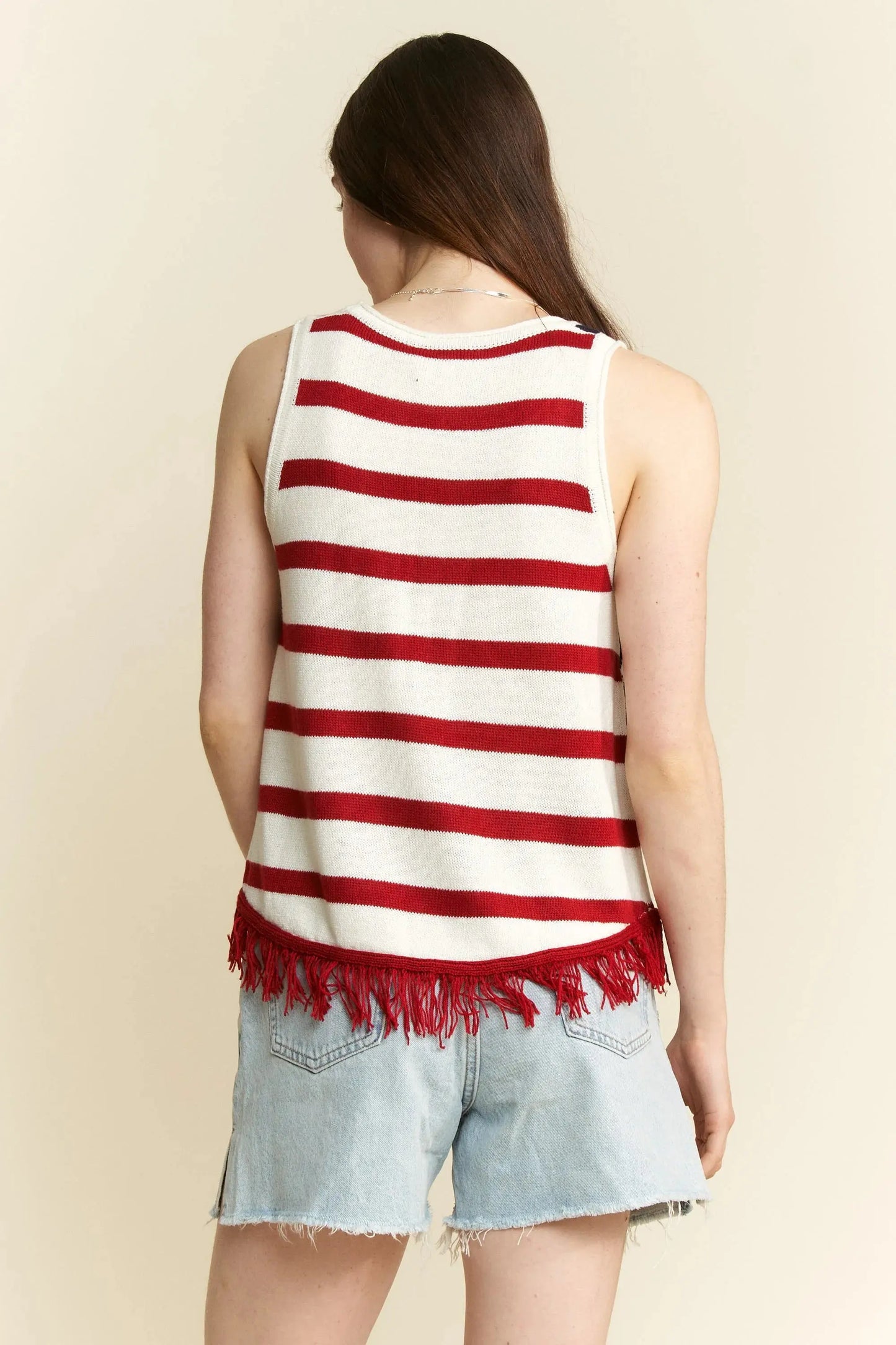 Women's Tank Top Tank Top - American Flag Fringe Plus Size - Women's Patriotic