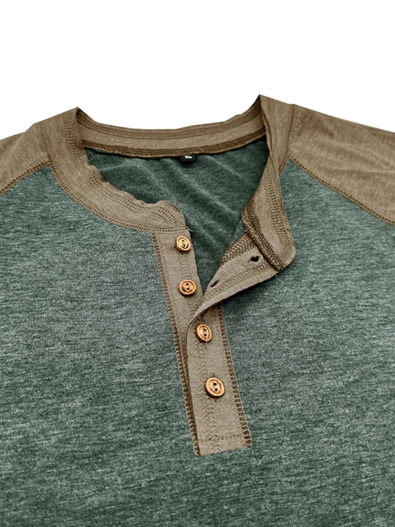 Camiseta Henley Raglán para Hombre con Bloques de Color