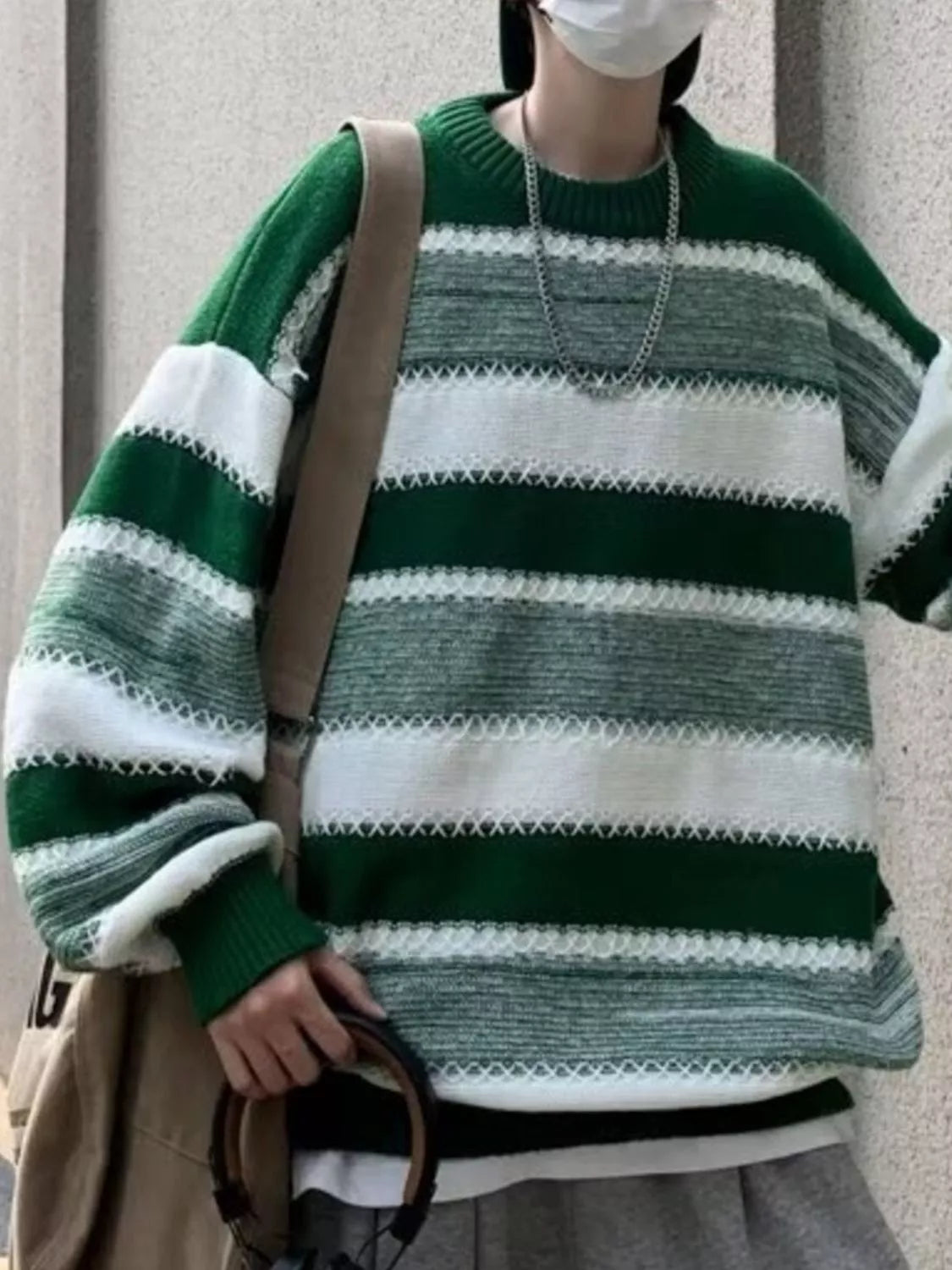 Men's Striped Pattern Relaxed Fit Sweater