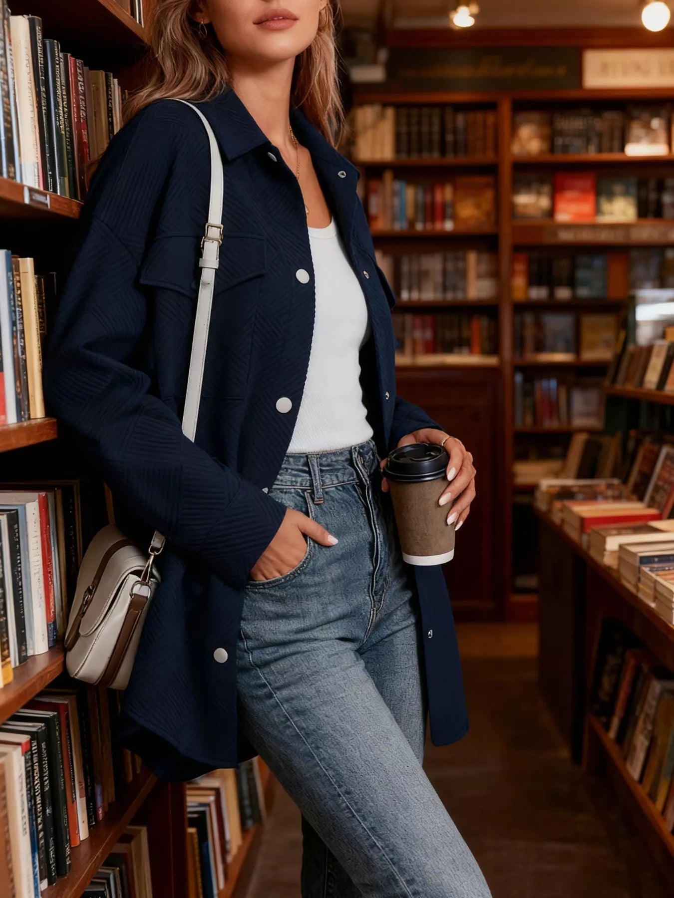 Chaqueta con broches texturizada