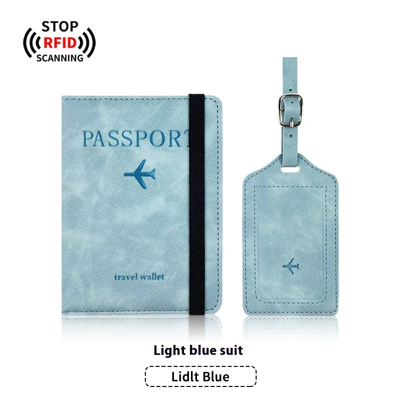 PU Leather Anti-magnetic Passport Holder Luggage Tag Suit