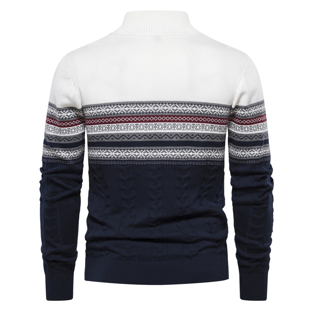 2026 Autumn And Winter New Fashion European Size Cross-border Collar Men's Sweater Half Zipper Knitted High Quality Joker Men's Clothing