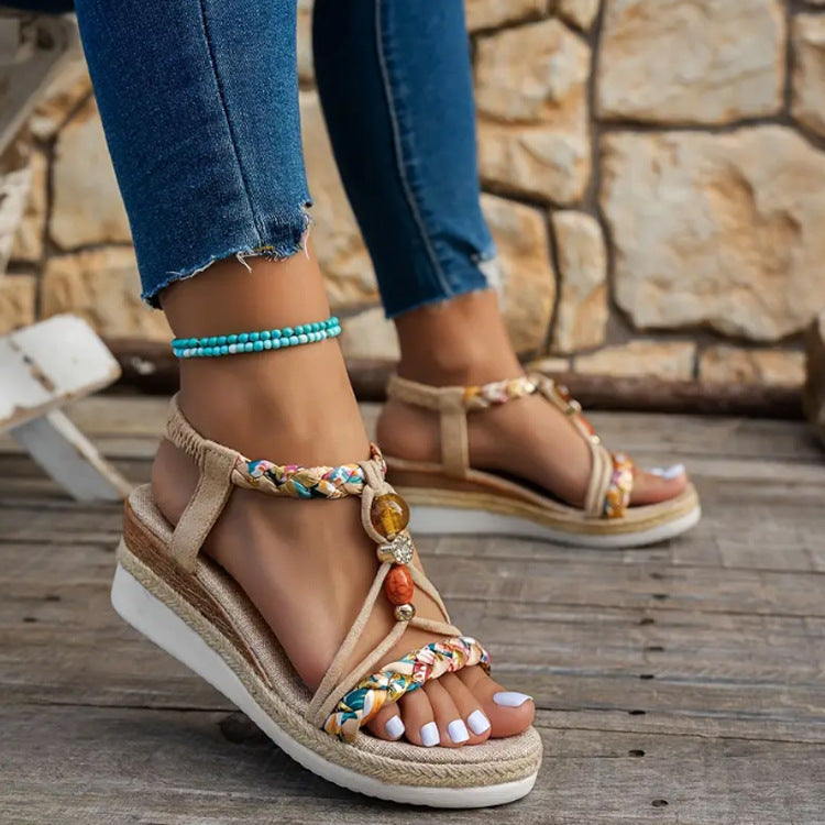 Women's Hemp Rope Woven Platform Sandals
