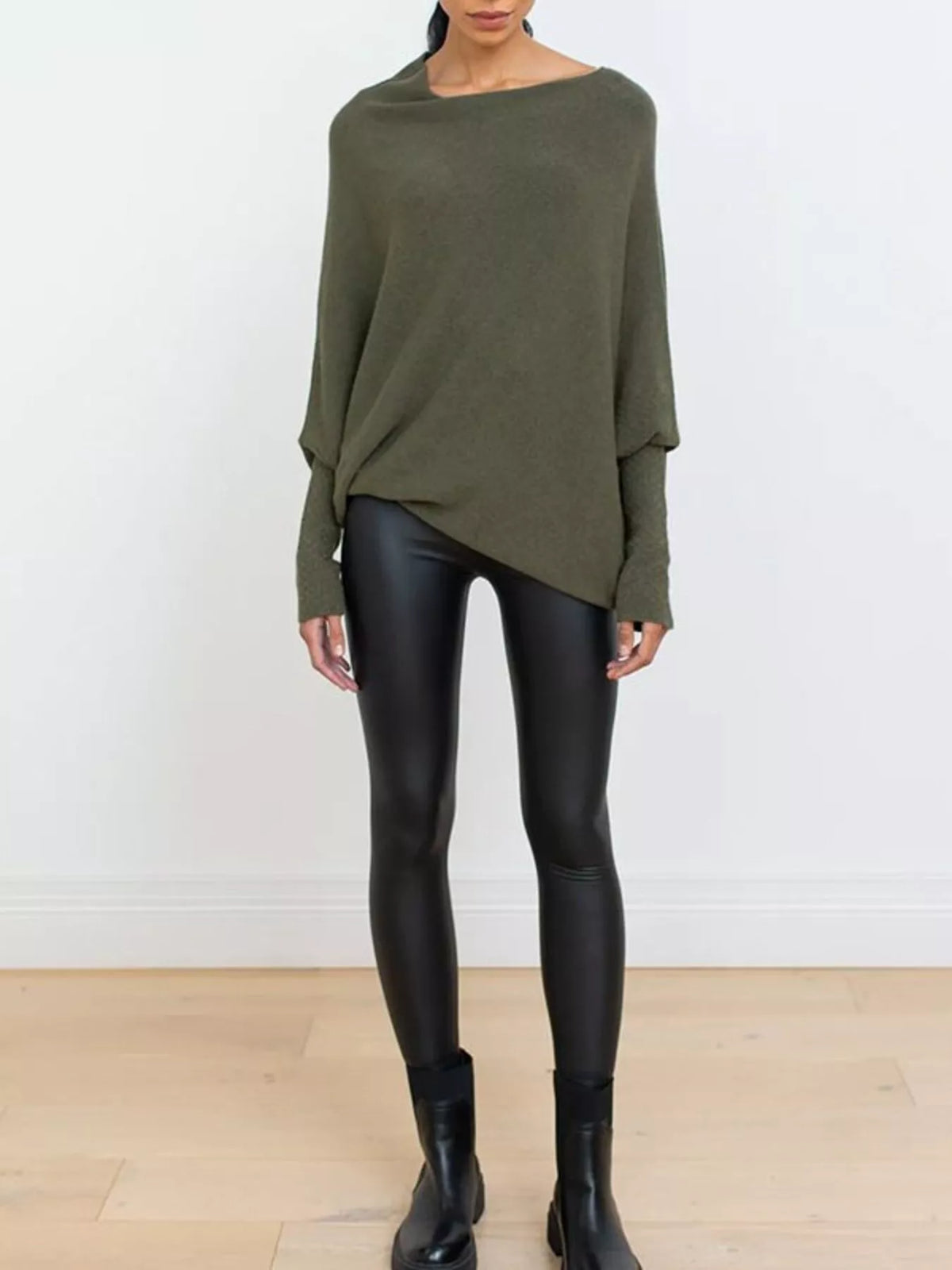 Boat Neck Long Sleeve Sweater