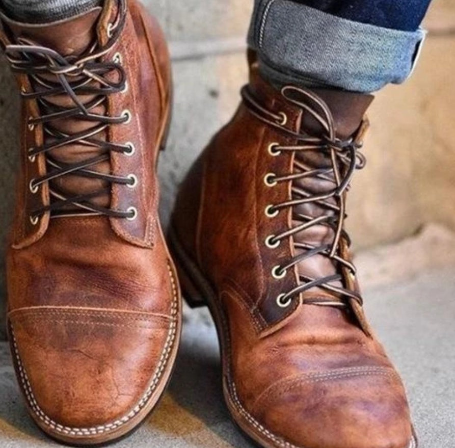 European And American Extended-Size Lace-Up Low Boots