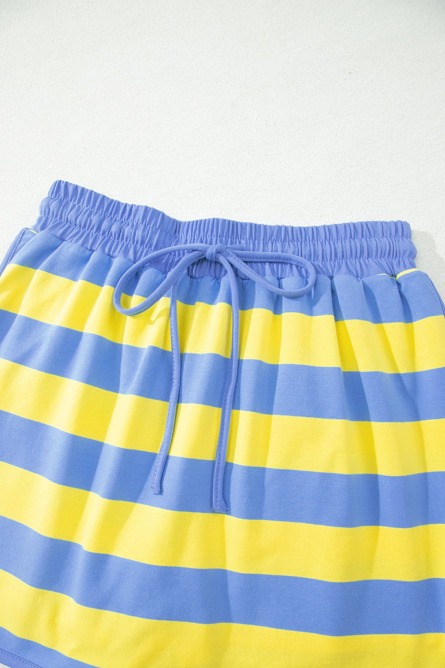 Yellow Stripe Dolman Tee Drawstring Skort Athletic 2pcs Set