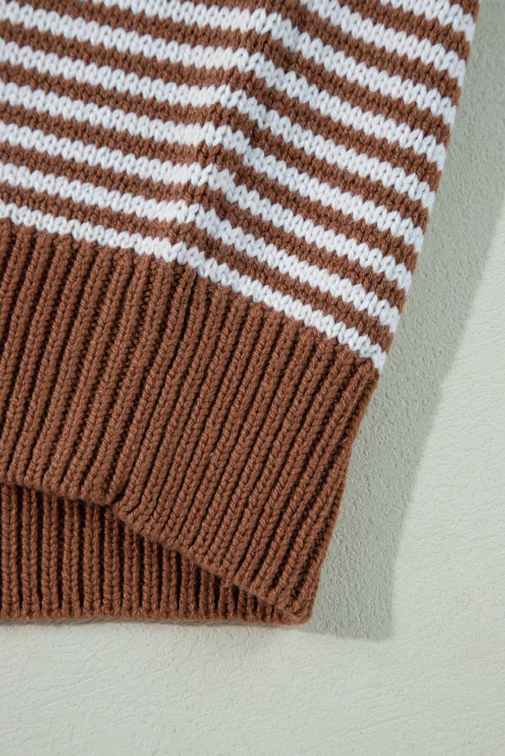 Cotton Blend Striped Sweater | Love Salve Brown