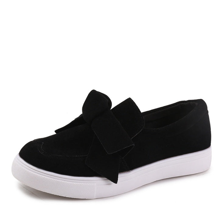 Women Nubuck Loafers Casual Bowknot Shoes