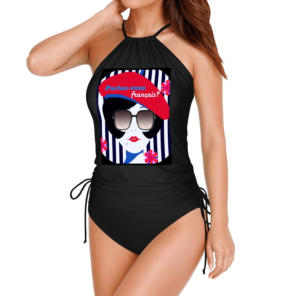 Women's French Girl in Beret Tankini Swimwear Set (Made in USA)