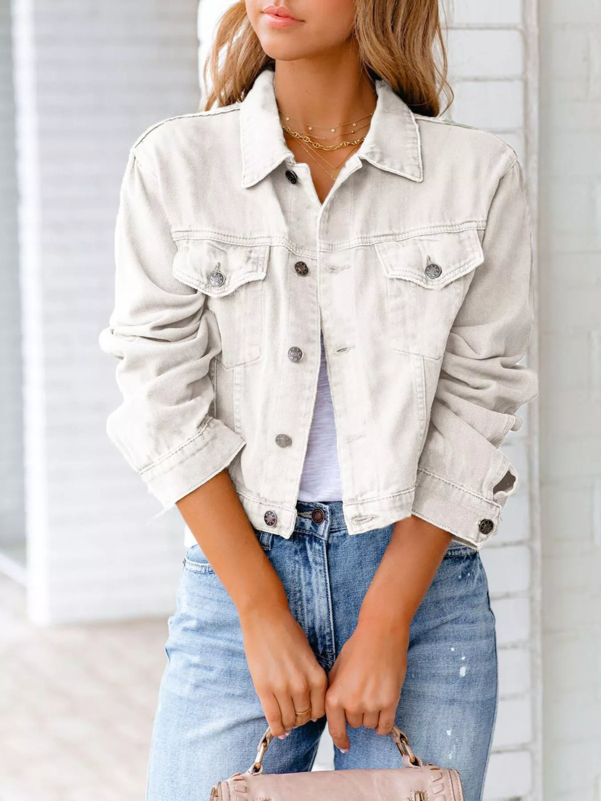 Button Up Long Sleeve Denim Jacket