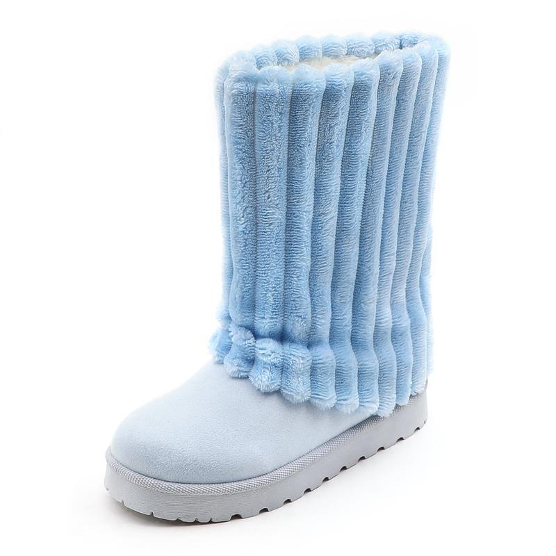 Womens Solid-Color High-Top Plush Snow Boots