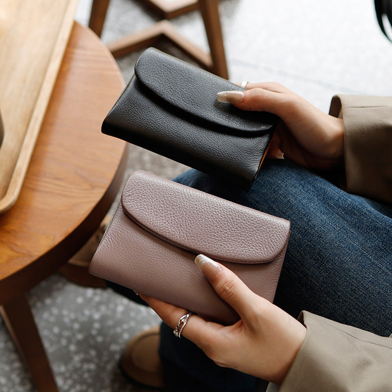 Women's Genuine Leather Short Wallet Card Holder Handbag