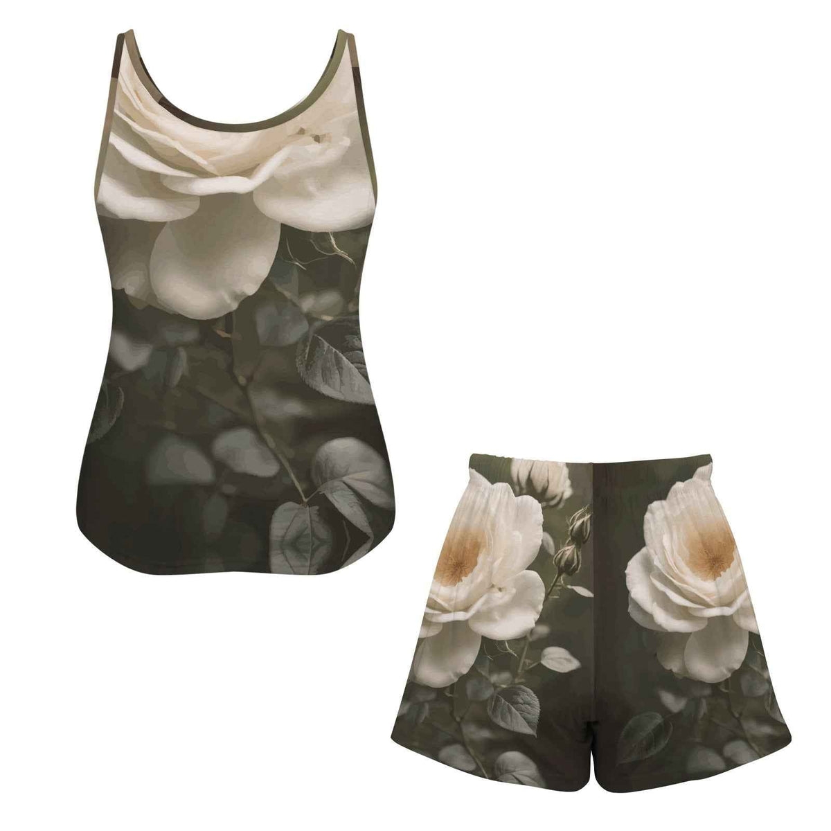 White Rose Women's Vest Shorts Pajama Set