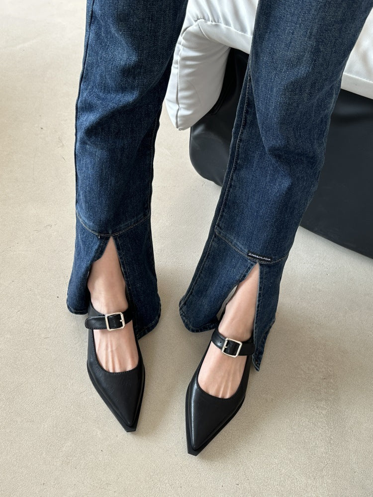 Women's Pointed-Toe Mary Jane Flats