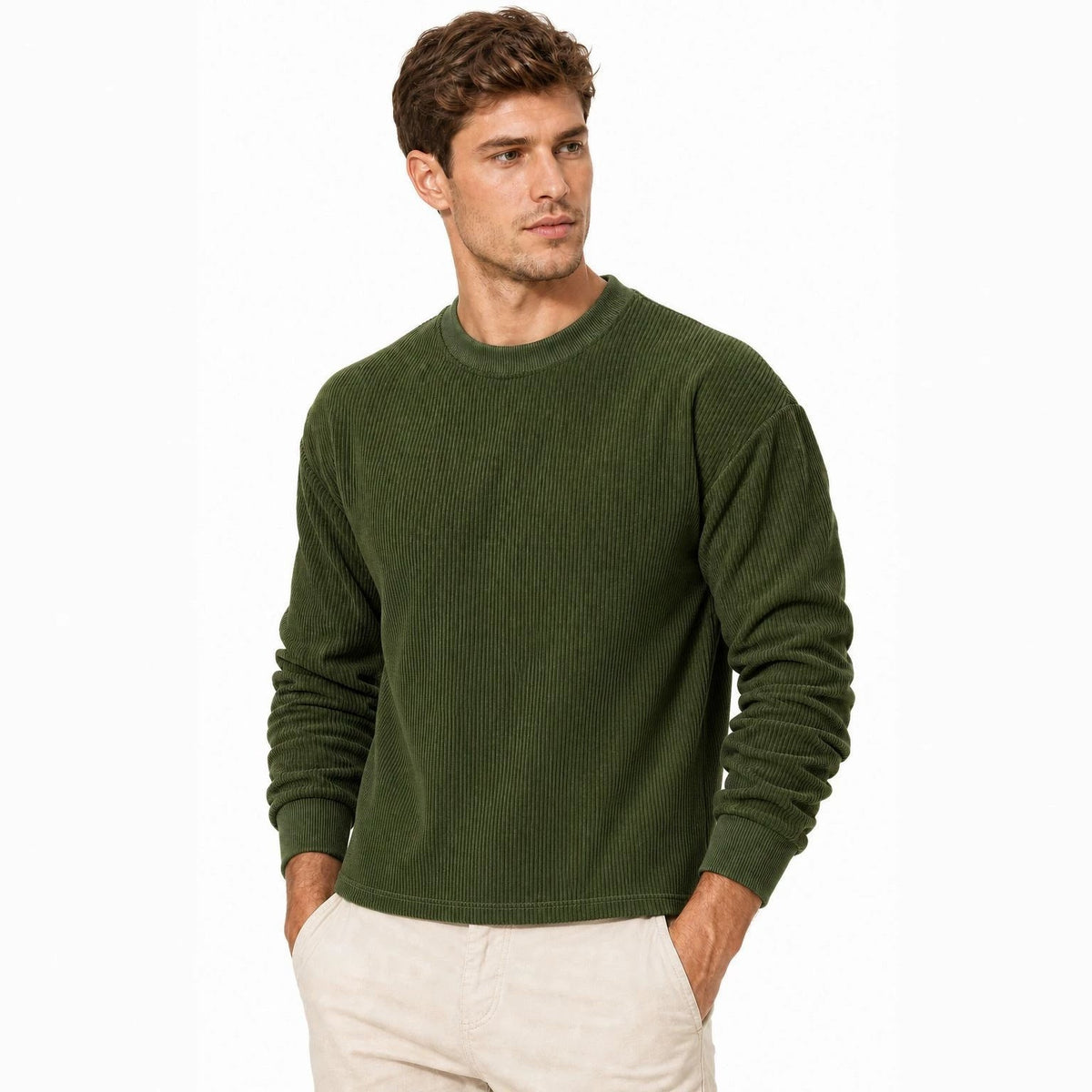 Men's Long-sleeved Round Collar Sweater